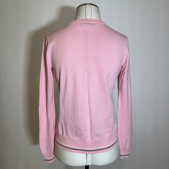 IZOD Pink/White/Gray Argyle Sweater Womens Size Small S Y2K 2000s 100% Cotton - Picture 6 of 11